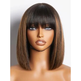 Wig Luvme Hair Yaki Straight Bob 25cm Human Hair 180 Density                                                                                          