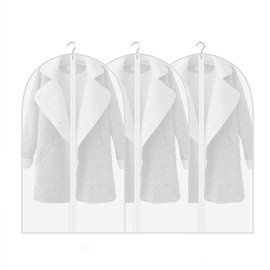 Amoyie Clothes Cover Bag Long, Pack of 3, 100% Odor-Free, 100 x 60 cm, Ideal for Outwear Jacket