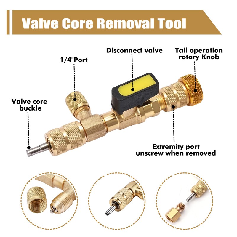 Wayona 22Pcs Valve Core Removal Tool and HVAC Service Wrench