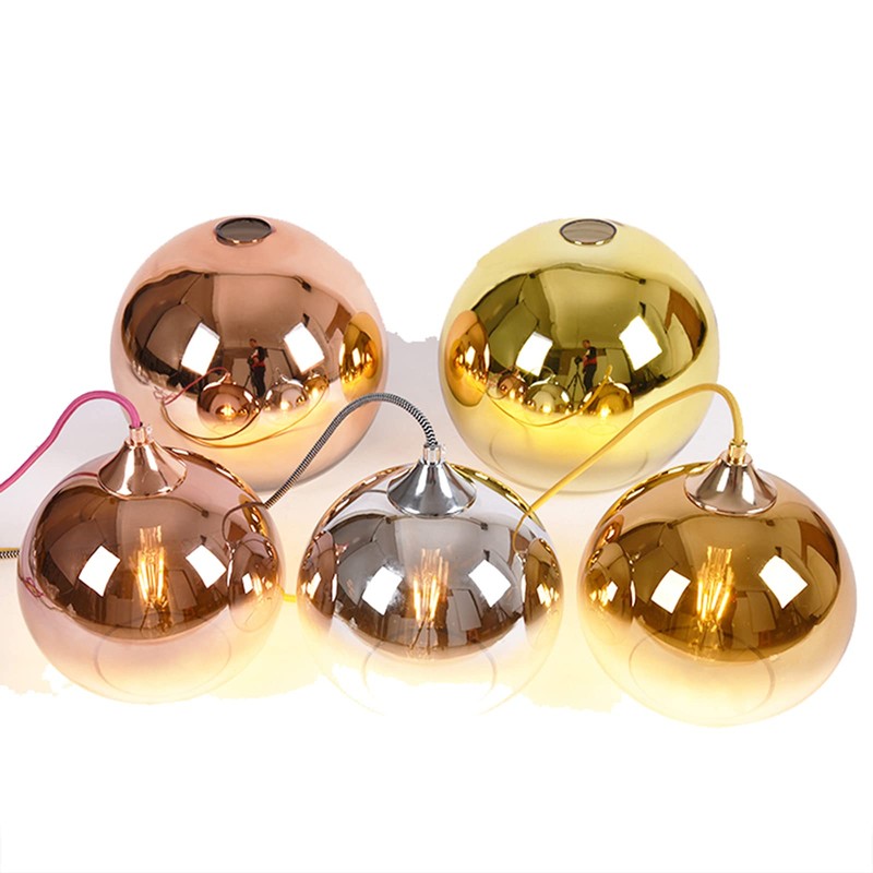 MZSUS Gradient Gold Glass Globe Pendant Light,Spherical Glass Hanging Light