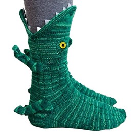Owl's-Yard Novelty Animal Socks Cute Knit Crocodile Socks Funny Alligator Socks Winter Warm Thick Unisex Men Women