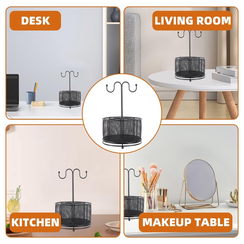 DYUEE Mesh Desk Organiser with Hook Handle, 360-Degree Rotating Multi-Functional