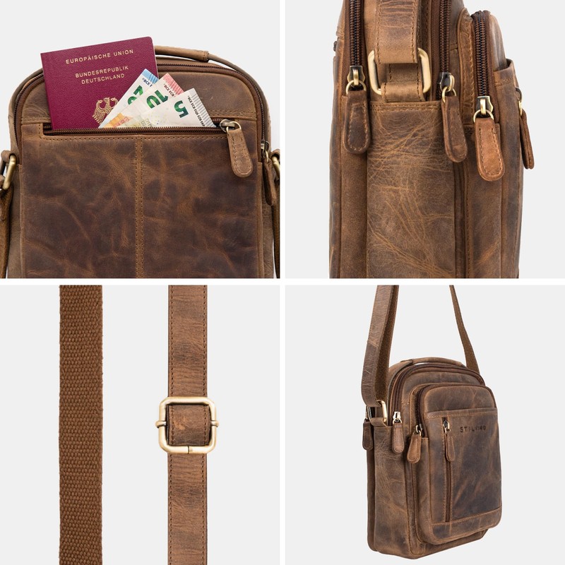 STILORD 'Salva' Leather Shoulder Bag Mens Small Cross-Body Messenger Bag