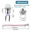 DMWD 5pcs 16mm Momentary Metal Push Button Switch High Round
