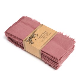 ACCENTHOME Blush Cotton Linen Napkin Set of 12 18x18 inch Dinner Napkins - Washable Soft Premium Hotel Quality Reusable Hemmed Edges Napkins Perfect Table Linens for Family Dinners, Weddings