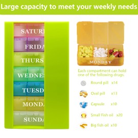Pill Box 3 Times a Day Daily Pocket Pill Container Portable Travel Weekly Pill Organizer Stackable Pill Case for Vitamin, Fish Oils, Medication, Supplement
