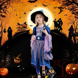 Moerstar Witch Halloween Cosplay Dress (4-Piece Set) Princess Dress Witch Cute Wizard Costume Stage Princess Dress Costume Cosplay Popular Party Event Cultural Festival Graduation Ceremony Girls