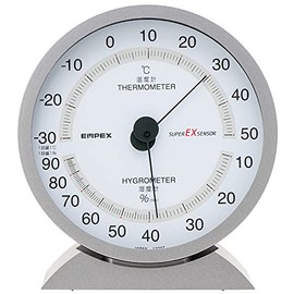 Empex EX-2717 Weather Meter, Thermometer/Hygrometer, Super EX, Thermometer/Hygrometer, For Standing, Made in Japan, Metallic Gray, 5.2 x 4.8 x 2.0 inches (13.2 x 12.1 x 5 cm)