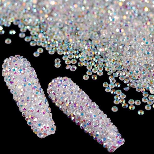 5000PCs 2.4mm Mini AB Glass Crystals for Nail Art Manicure Iridescent Long Lasting Like Swarovski Shine Rhinestone Bead Gem Jewelry Diamond by BELLEBOOST…
