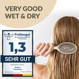 marQus Organic Hair Brush without Pulling with Unique Double Spiral Spring and More Bristles for Optimal Pressure Distribution and Care, Detangling Brush for All Hair Types, Pack of 1, Natural Cream