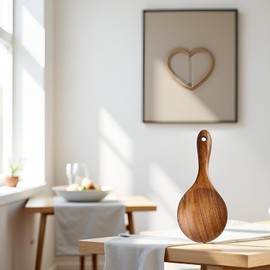 Rice Paddle Spoon Natural Wood Non-stick Rice Scooper with Round Shallow Head Food Service Spoon Kitchen Utensils for Rice Potato Salads Desserts