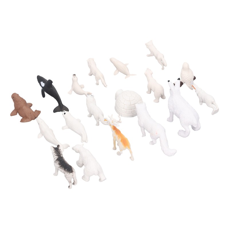 Arctic Animal Figurine Set 18pcs Kid Simulated Arctic Hare Reindeer