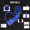 BARTOO Blue Performance 3" Universal Car Cold Air Intake Induction