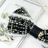 Burnaby white fringe black gold thread ribbon pin 10cm /