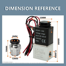 Innfeeltech 1 Pcs Electrical Pneumatic Solenoid Valve 2V025-08-DC24V 2 Way 2 Position BSP 1/4 with 2 Pcs PC6-02 and 1 Teflon Tape, Wire Lead Type