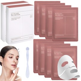 8 Stück Bio-Collagen Real Overnight Deep Collagen Mask Hydrating Overnight Face Mask für Alle Hauttypen Im Lieferumfang Ist 1 Massagestab Enthalten