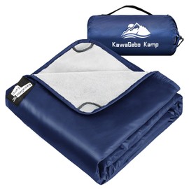 KawaGebo Kamp Fleece Waterproof Outdoor Blanket - Windproof Stadium Blanket for Camping, Picnics, and Sports Stay Dry and Comfortable 80"x 58"(Blue)