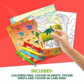 Bladez Toyz Dinosaurs Sticker Activity Set - Creative Fun with Stickers & Colouring - Stickers for Children with Mini Card Scene & Pens - Perfect for Party Bags - 6 Pack