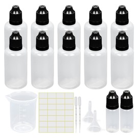 Reyshin 10 Pack 50ml Plastic Dropper Bottle, Plastic Empty Squeezable Dropper Bottles Eye Dropper Dispenser Paint Dropper Bottles with Funnel Measuring Cup Label Transfer Pipette
