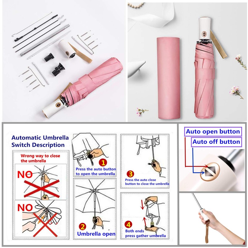 Meiyijia Voy Compact Folding Umbrella with UV Protection, Portable Umbrella