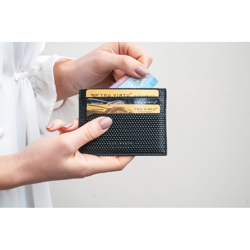 Tru Virtu® RFID / NFC Protection Wallet Soft, Lizard Black,