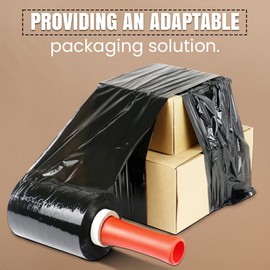 Mini Stretch Wrap Black Film 100mm x 150M – Heavy Duty 17mu Pallet Wrap for Moving, Shipping Boxes & Packing Furniture | Strong Cling Plastic Wrap