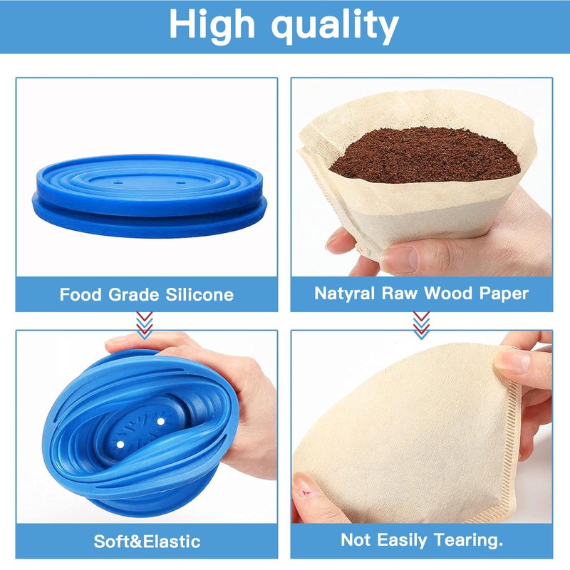 Collapsible Pour Over Coffee Dripper Set - Silicone Reusable Cone