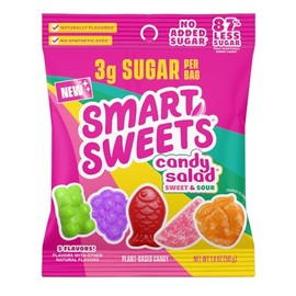 SmartSweets Candy Salad, Gluten Free Gummies, Plant Based Healthy Snacks For Adults & Kids, Fun Chewy Candy, Low Calorie, Low Sugar, No Artificial Sweeteners, 3g Sugar Per Bag, 50g Bags, 14 Pack