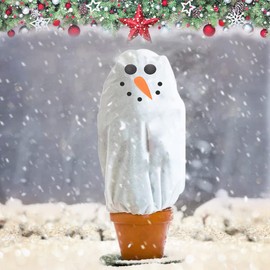 FCOUIID Christmas Plant Covers Freeze Protection for New Year Décor - Winter Cute Potted Anti Frost Blanket Jacket with Drawstring, 43" L x 35" W (A, 1 PCS)