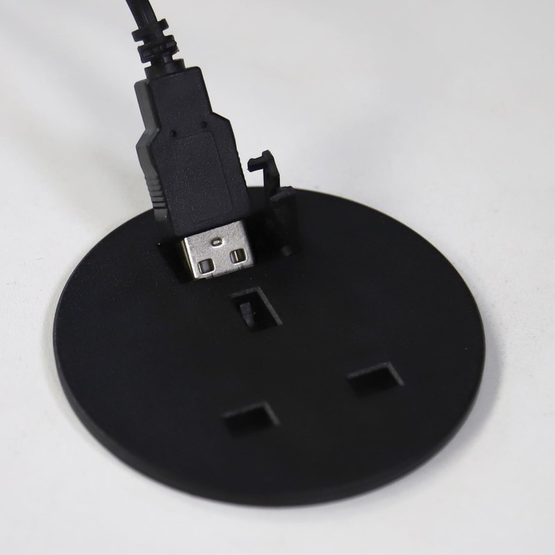 Office Desk Mount 60mm Grommet with UK Mains Power and