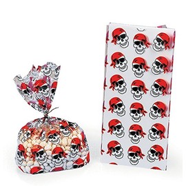 MunchieMoosKids Pack of 12 - - Pirate Skull Cellophane Party Bags