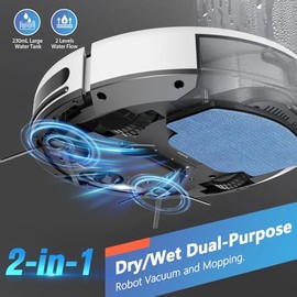 Robot Vacuum and Mop Combo, 2 in 1 Robotic Vacuum Cleaner with Schedule, App/Alexa/Voice Control, Slim 2.87", Self-Charging, Strong Suction & Long Runtime, Ideal for Hard Floor, Pet Hair, Carpet