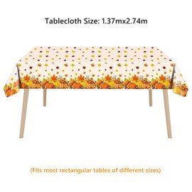 ALLY-MAGIC Thanksgiving Table Cloth, Autumn Table Cloth Plastic Rectangular Plastic Wipe Clean Tablecloth Fall Party Tablecloth for Thanksgiving Harvest Table Decorations, 137 x 274cm Y4FYZB