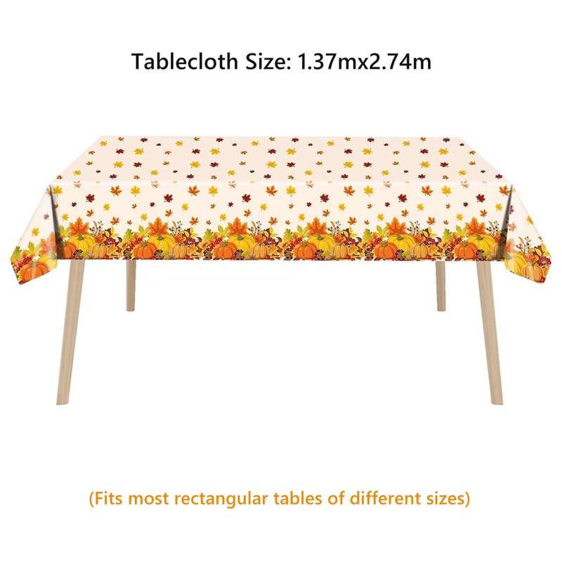 ALLY-MAGIC Thanksgiving Table Cloth, Autumn Table Cloth Plastic Rectangular Plastic