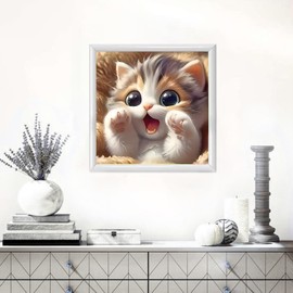 DPIDEA Cat Diamond Painting, 5D Diamond Painting Kits Pictures for Adults Beginners, DIY Diamond Painting Kitten Diamond Painting Pictures Set 30 x 30 cm for Wall Decoration