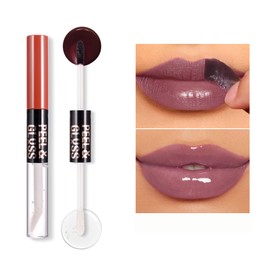 Labial Tipo Tinta Peel-Off con Acabado Mate, Doble Cabezal con Brillo Transparente Reparador, Fácil de Aplicar, Waterproof, Hidratante y de Larga Duración (08)