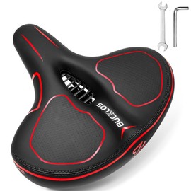 BUCKLOS Extra Wide Bike Seat Cushion for Exercise Bike - Men Women Comfort Soft Foam Padded Bicycle Seats - Comfortable Big Saddle for Stationary/Peloton/Spin Bike/Ebike