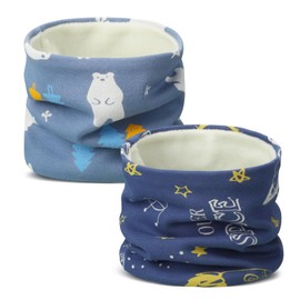 TATWOQ 2 Pcs Winter Neck Warmer Fleece Lined Round Neck Warmer Soft Mask Face Warmer Neck Gaiter for Birthday, Christmas, New Year Windproof Gift (2, Blue Planet and Rainbow)