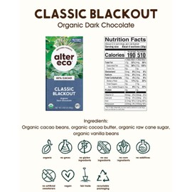 Alter Eco | Classic Blackout | 85% Pure Dark Cocoa, Fair Trade, Organic, Non-GMO, Gluten Free Dark Chocolate Bar, 12 Bars