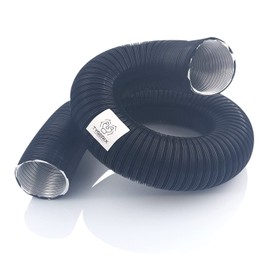 TYGERIX Flexible aluminium hose, diameter 60 mm, black, extendable up to 2.5 m, high heat resistance up to 250 °C, higher thickness and more strength, glossy colour, top model
