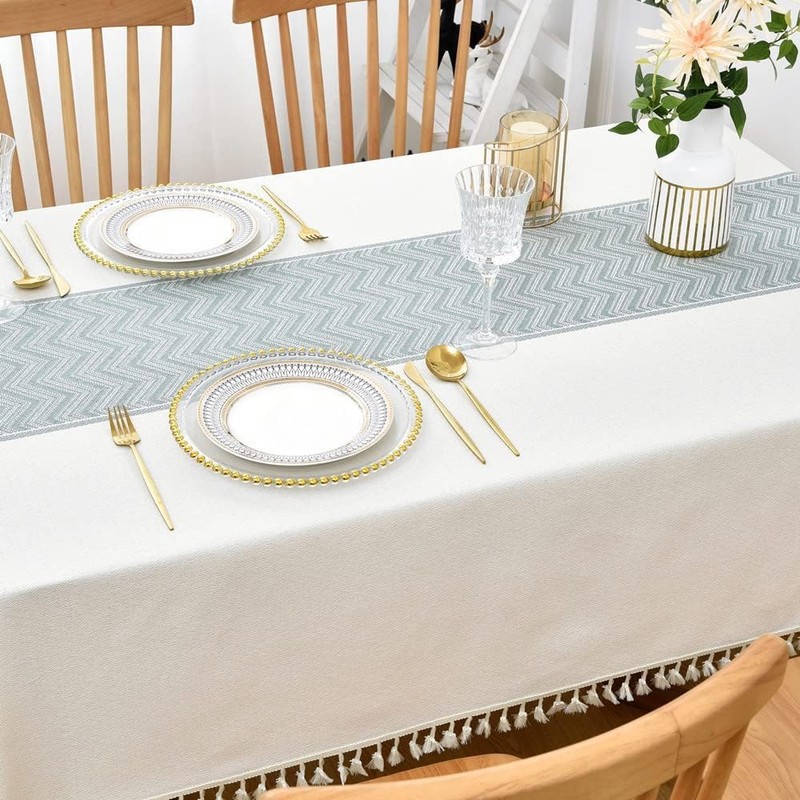 Yofori Cotton Blend Table Cloth for Square Tables Solid Embroidery