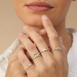 AFFY Infinity Heart Promise Ring 0.40 Cttw Round Lab Grown Diamond Split Shank Jewelry for Women in 14K Yellow Gold Over Sterling Silver Gift For Her, Ring Size 7.5