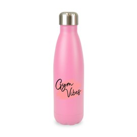 New Spirit Original Gym vibes screw top lid stainless steel water bottle drinks cup exercise workout fitness gym sports health (Baby pink)
