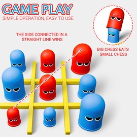 Mini Block Craft Strategic Board Game, Tic, Tac, Toe, Cute Nesting Doll Strategy Head to Head Games Adults Entertainment Party Game Portable Travel Game for Birthday Gifts (Color1)