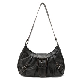 Aulenge Handbag Women's Small PU Leather Shoulder Bag Y2K Shoulder Bag with Bow Cute Bag for Women Dating Party Shopping Black grey