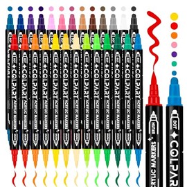 colpart Acrylic Paint Pens Paint Markers,26 Colors Dual Tip Brush Paint Pens For Rock Painting,Wood,Canvas,Calligraphy,Dot Markers For kids adults DIY Crafts Art Supplies