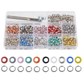 R REIFENG 500 Sets Grommet Kit,Metal Grommets Eyelets Buckle Kit DIY Installation Tools with Shoes Clothes Leather Crafts, Colorful,3/16 Inch