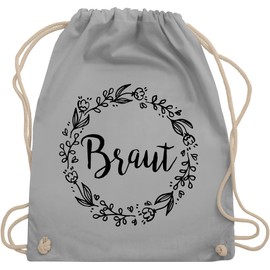 Shirtracer - Gym Bag Backpack - Hen Party Women - Bride Flower Wreath Black, 04 Light Grey