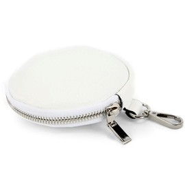 modamoda de P10 / P08 Women's Leather Suede Purse Coin Purse Bag Pendant Diameter 11.5 cm Handmade in Italy, White, XS