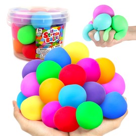 Squishy Stress Balls for Kids Adults: 18 Pack Stretchy Fidget Ball for Anxiety Stress Relief, Hand Therapy Sensory Squeeze Ball, Fidget Classroom Must Haves, Birthday Party Favors Goodie Bag Stuffer